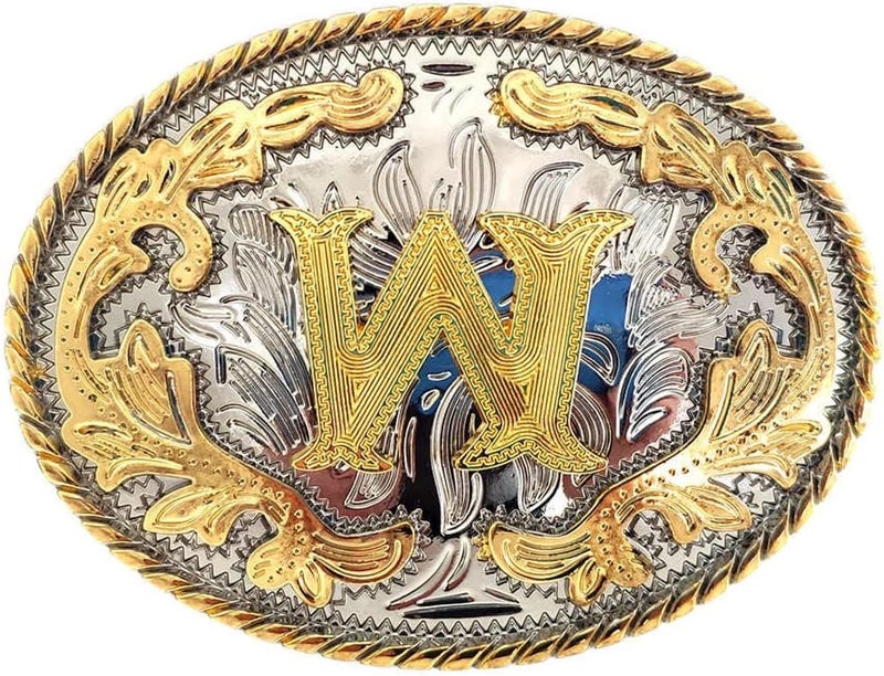 WMG Western Belt Buckle Initial Letters ABCDMRJ to Z Cowboy Belt Buckle, Rodeo Buckles for Men & Women - Image 1